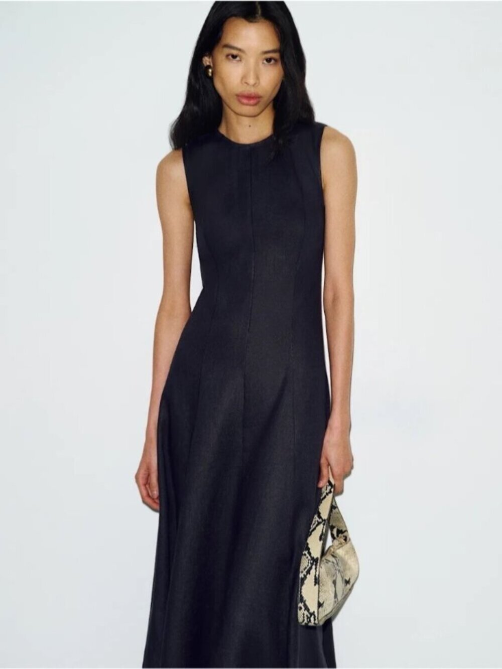 NEW Reformation Cecilia Linen Sleeveless Maxi Dress Black | US 4 UK 8